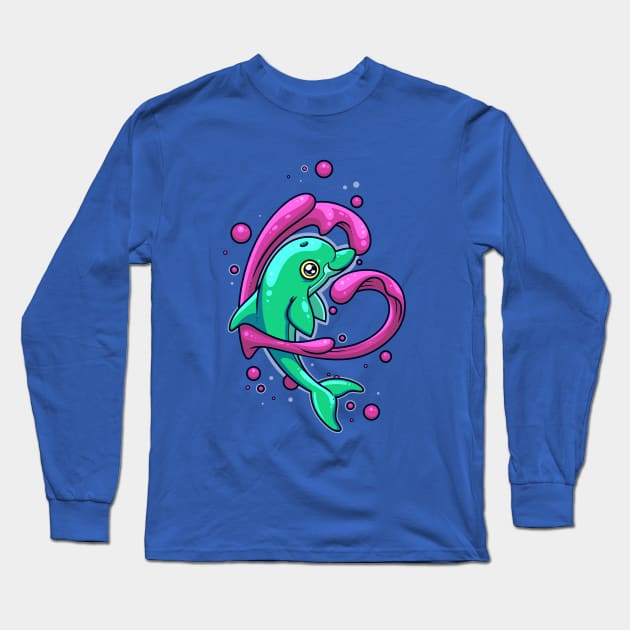 Dolphin Love Long Sleeve T-Shirt by ArtisticDyslexia